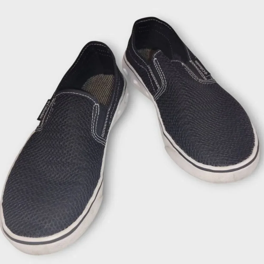 Columbia Mens Shoes Sz 9.5 Black Fabric Slip Ons Comfort Casual Preppy Fisherman